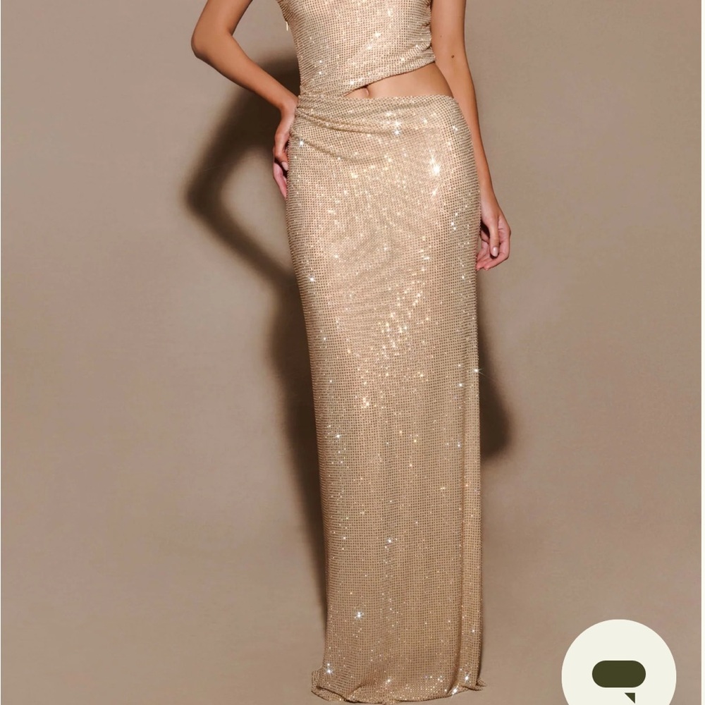 Meshki Gold One Shoulder Sequin Dress